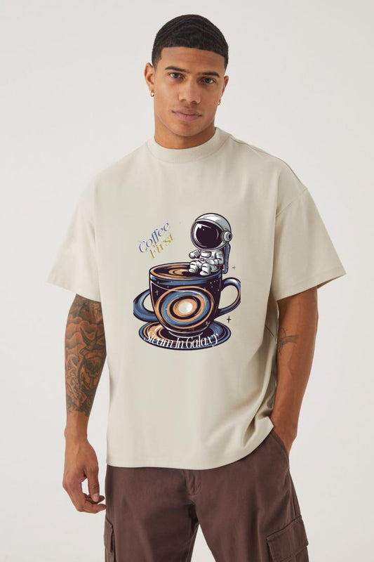 Coffee in galaxy oversized T-Shirt