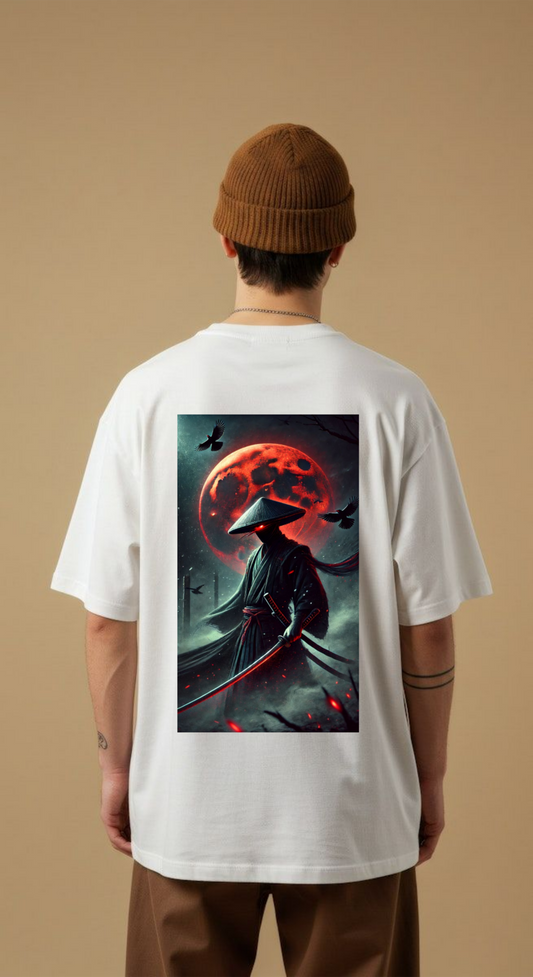 Red moon samurai Oversized T-Shirt